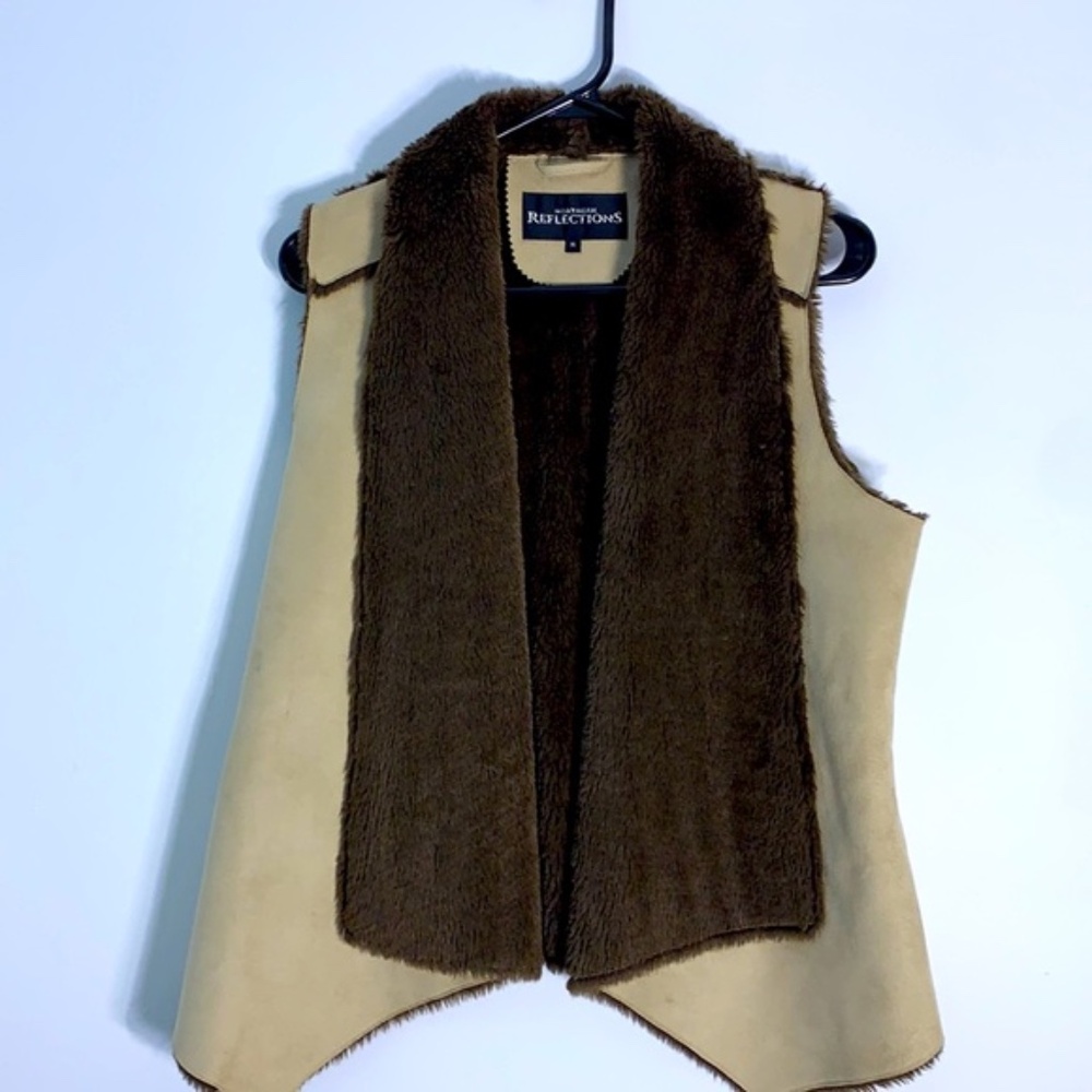 VINTAGE NORTHERN REFLECTION SHERLING LINED SUEDE BOHO VEST